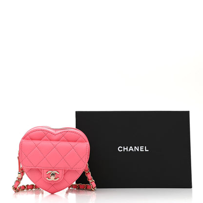 Chanel Lambskin Quilted CC In Love Heart Waist Belt Bag With Chain Pink 12 of 12