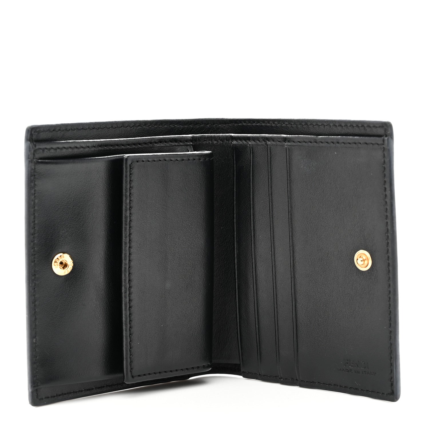 Fendi Vitello Cruise F is Fendi Compact Bi-Fold Wallet Black 5 of 8
