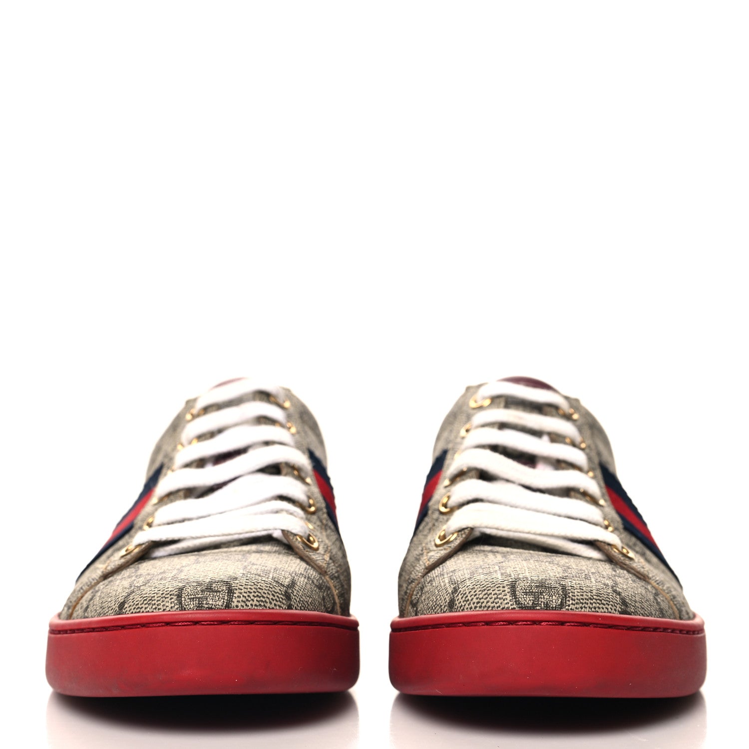 Gucci GG Supreme Monogram Ayers Web Womens Ace Sneakers 36.5 Red 3 of 9
