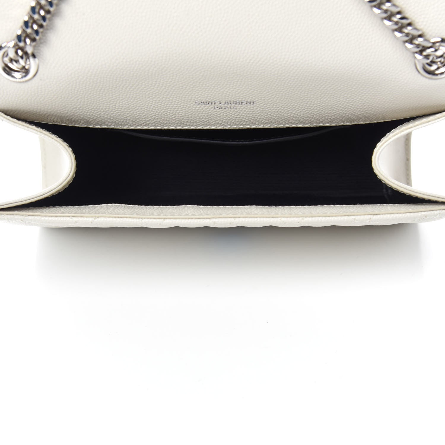 Saint Laurent Grain De Poudre Textured Mixed Matelasse Triquilt Small Monogram Satchel Optical White 5 of 12