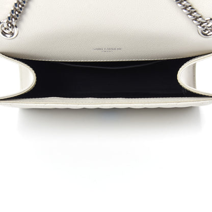 Saint Laurent Grain De Poudre Textured Mixed Matelasse Triquilt Small Monogram Satchel Optical White 5 of 12