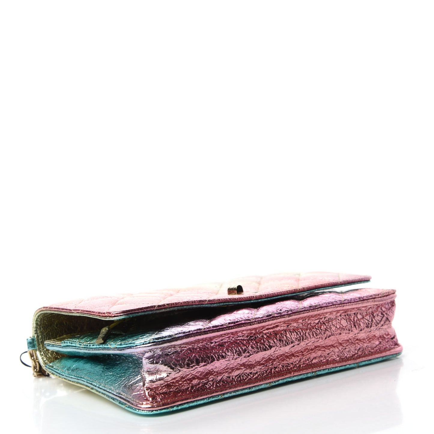 Metallic Goatskin Quilted 2.55 Reissue Wallet on Chain WOC Multicolor