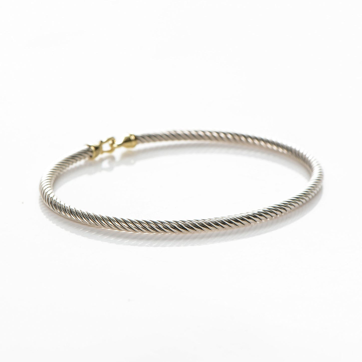 Sterling Silver 18K Yellow Gold 3mm Cable Buckle Bracelet