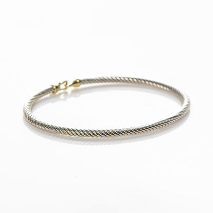 David Yurman Sterling Silver 18K Yellow Gold 3mm Cable Buckle Bracelet 3 of 4