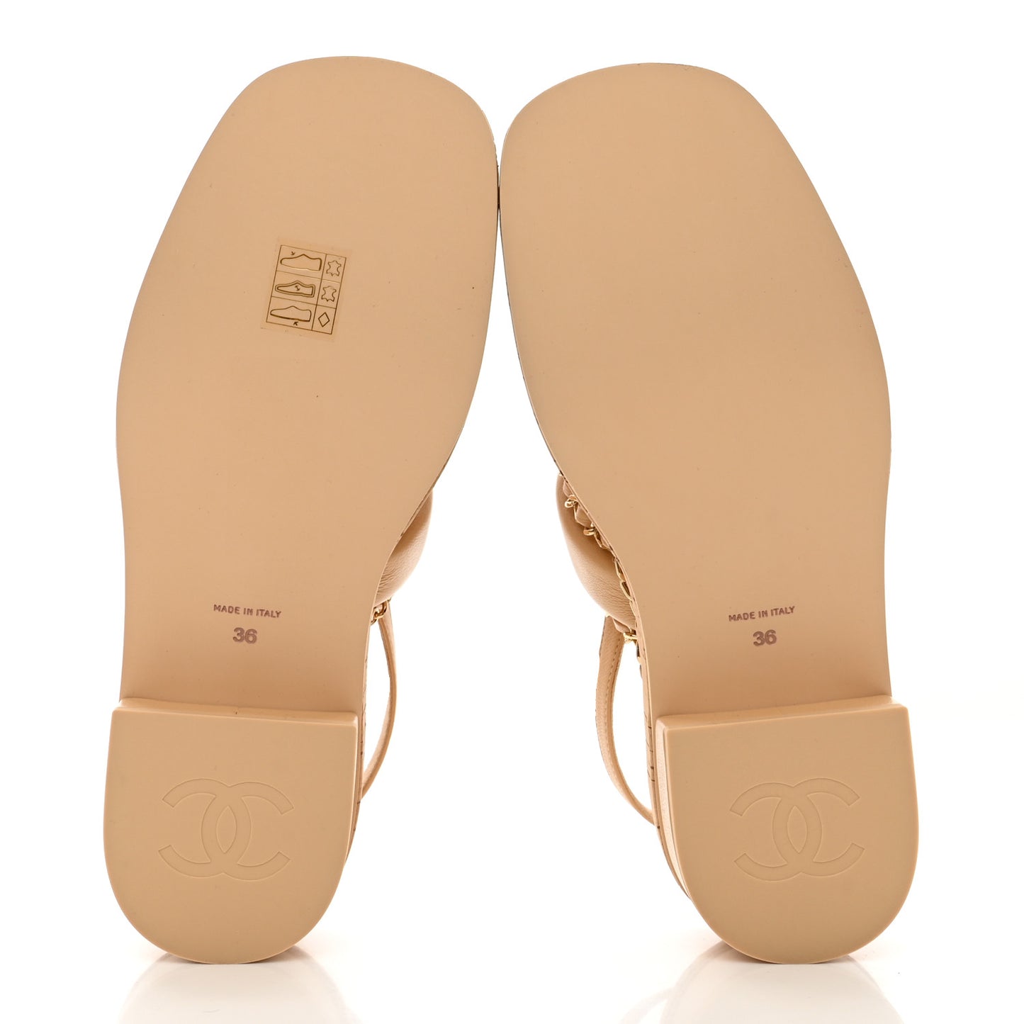 Lambskin Cork Chain Sandals 36 Beige