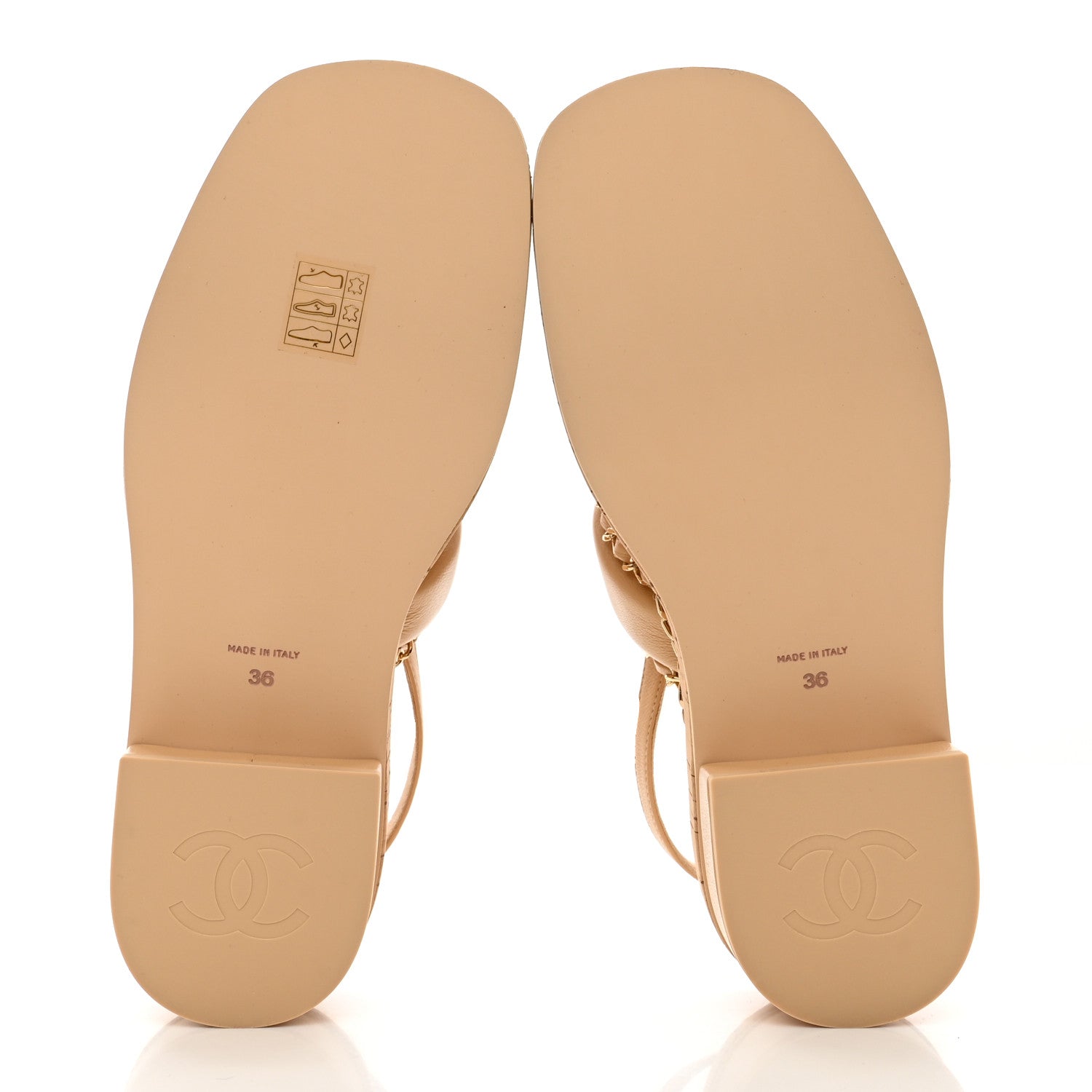 Chanel Lambskin Cork Chain Sandals 36 Beige 5 of 12