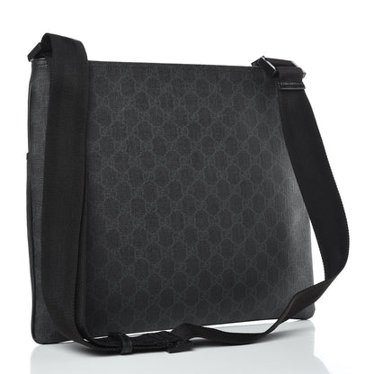 Gucci GG Plus Monogram Medium Flat Messenger Bag Black 3 of 9