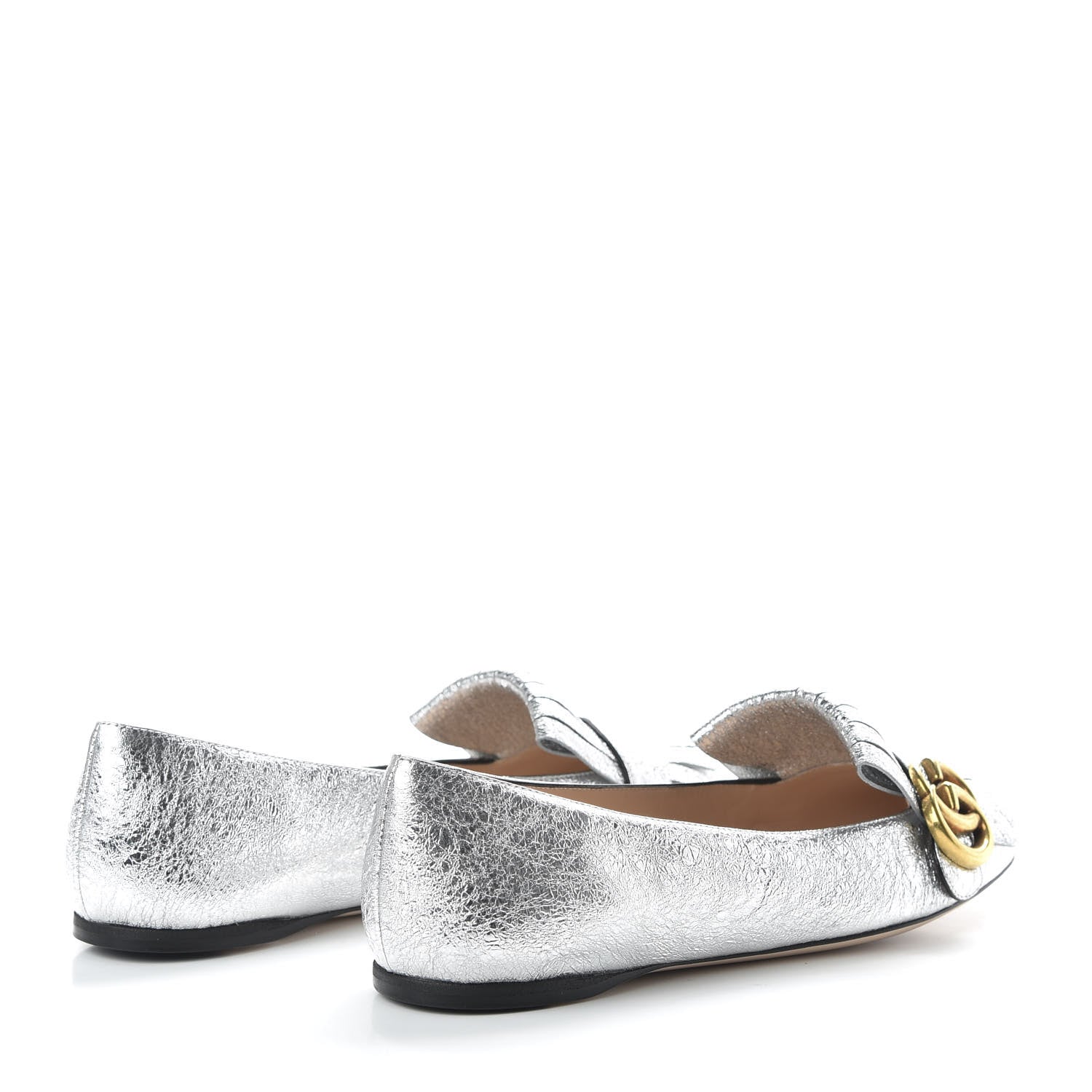 Gucci Galassia GG Marmont Fringe Flats 37.5 Argento 4 of 10