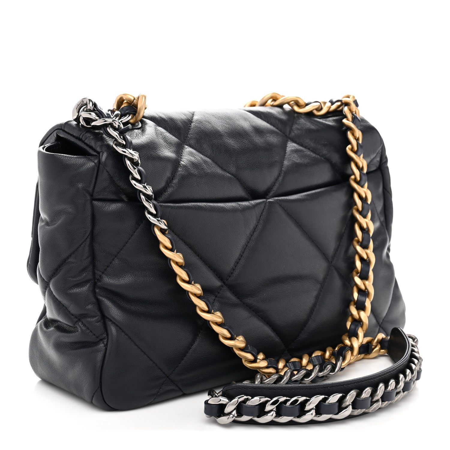 Chanel Goatskin Quilted Large Chanel 19 Flap Navy Blue 3 of 10