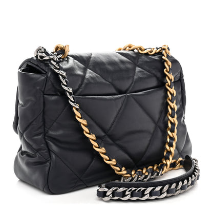 Chanel Goatskin Quilted Large Chanel 19 Flap Navy Blue 3 of 10