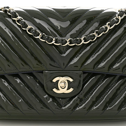 Chanel Patent Chevron Quilted Medium Double Flap Navy 8 of 10