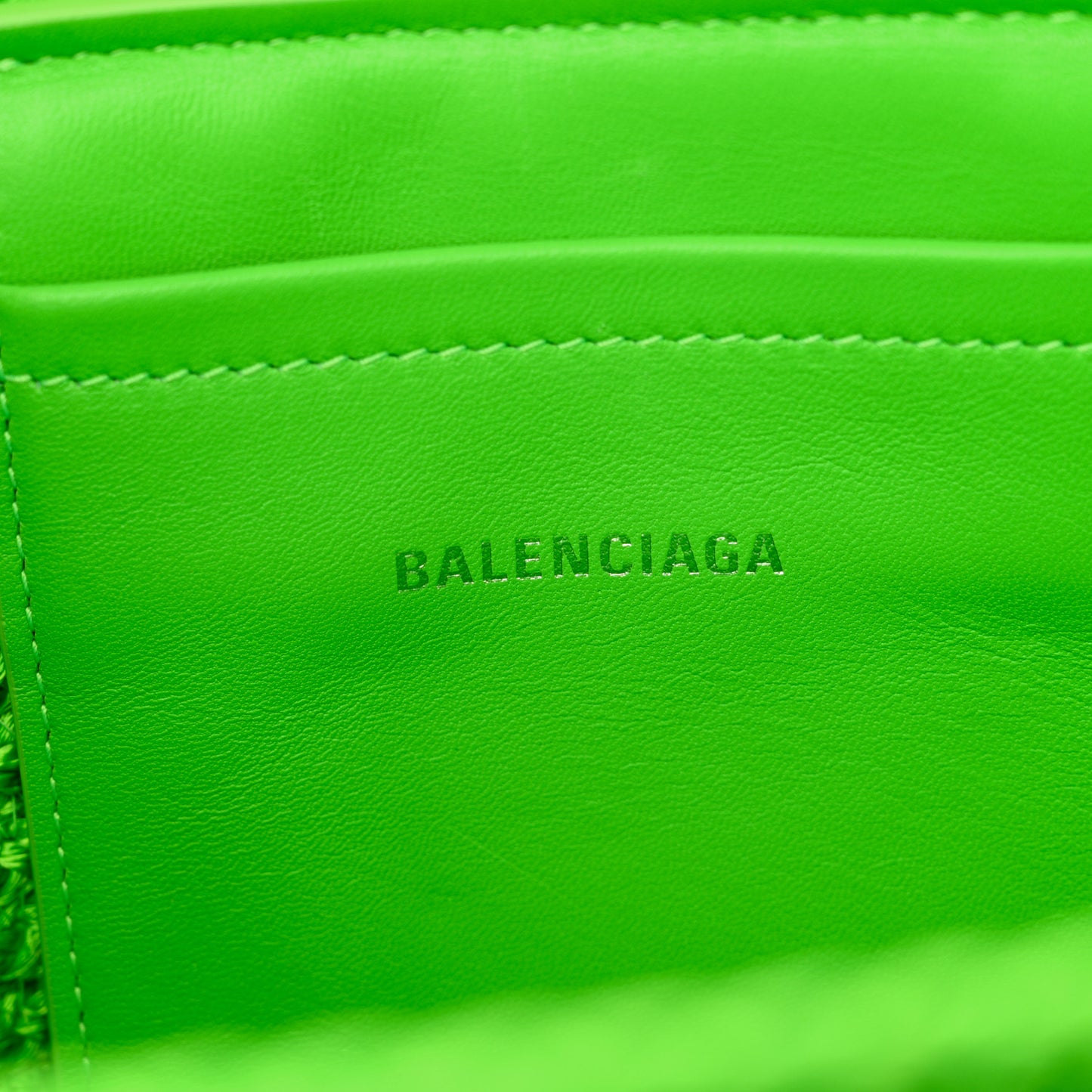 Nylon Lambskin Woven Small Ibiza Basket With Strap Green