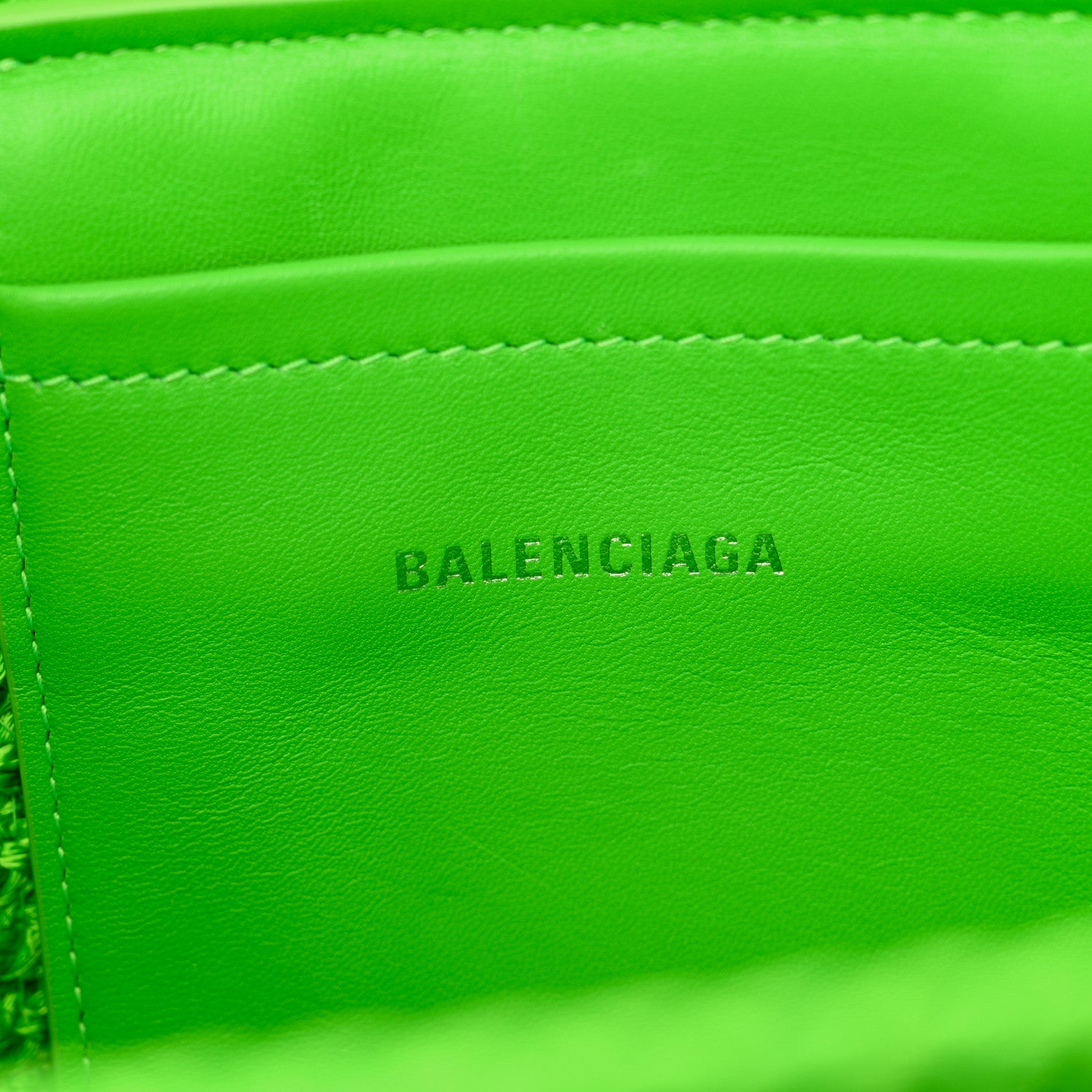 Balenciaga Nylon Lambskin Woven Small Ibiza Basket With Strap Green 6 of 11