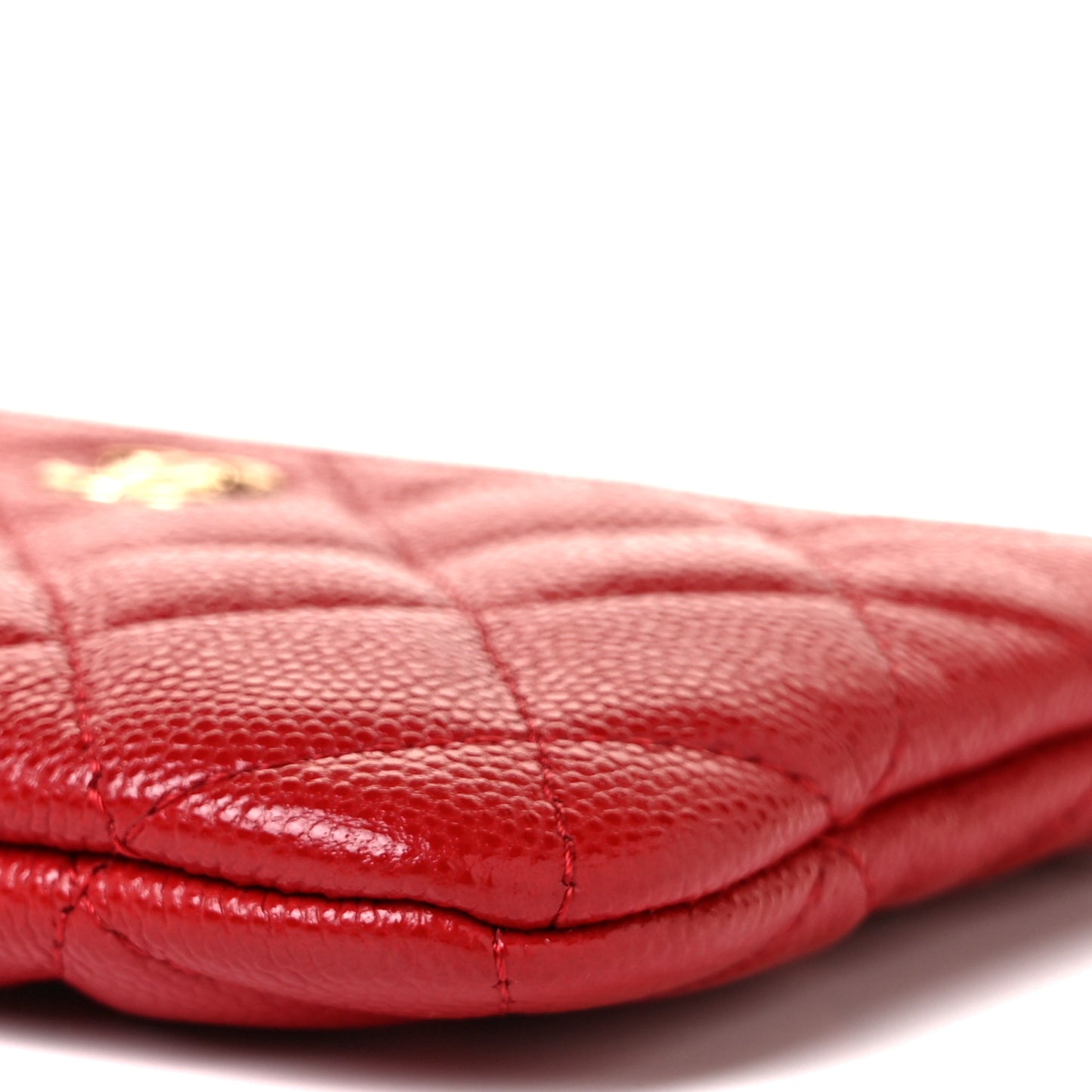 Caviar Quilted Small Cosmetic Case Red