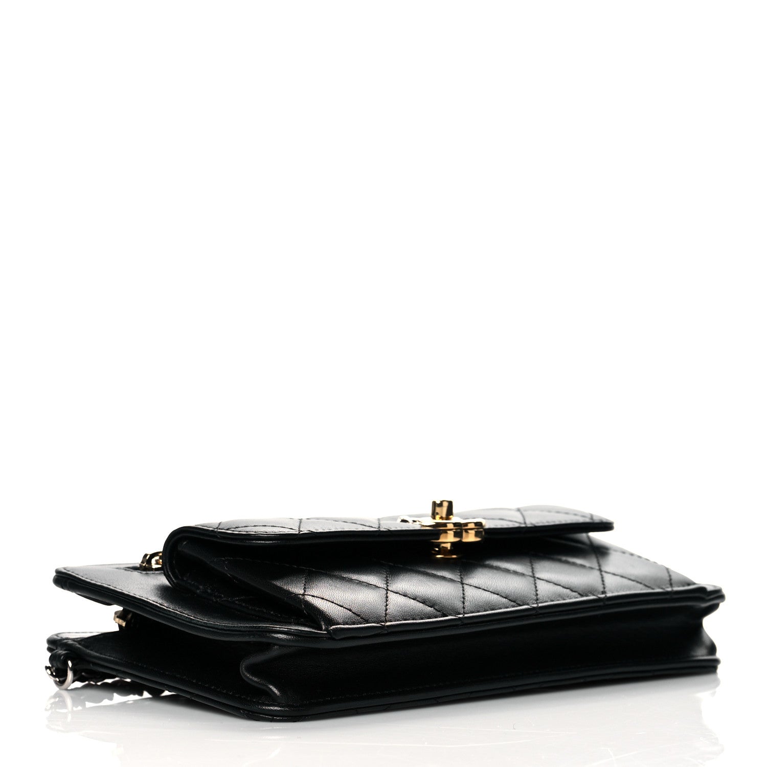 Chanel Lambskin Quilted Front Pocket Clutch With Chain Black 4 of 11