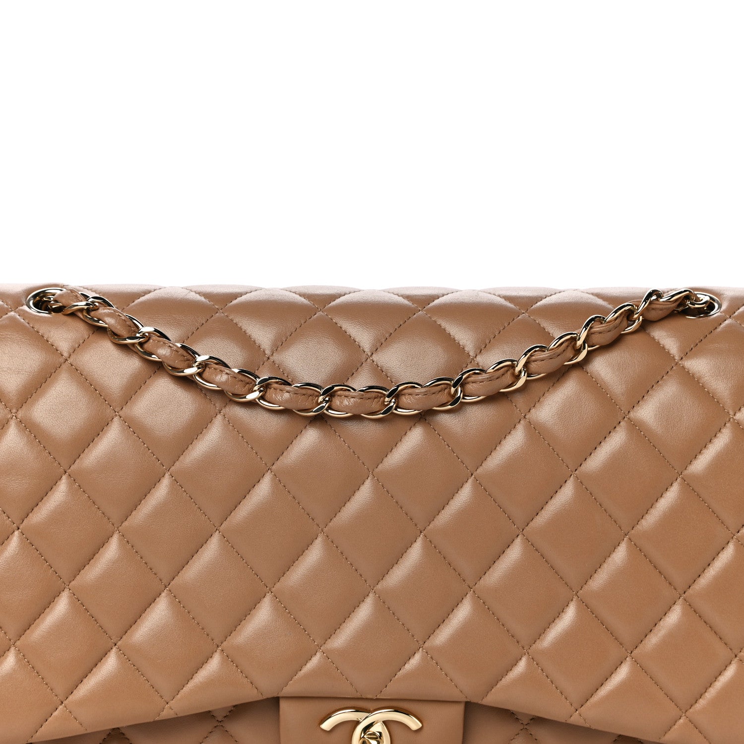 Chanel Lambskin Quilted Maxi Double Flap Beige 7 of 11