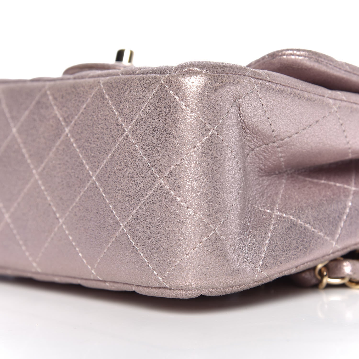 Chanel Metallic Goatskin Quilted Mini Square Flap Pink 9 of 10