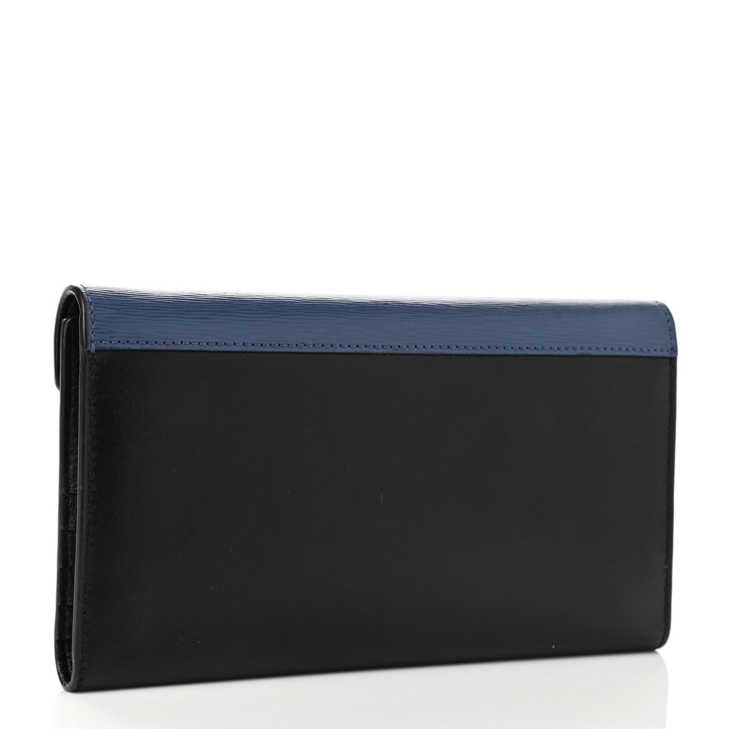 Liege Calfskin Pocket Tri-Fold Multifunction Envelope Flap Wallet Navy Multicolor
