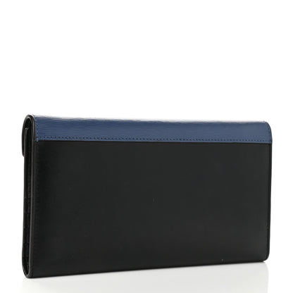 Celine Liege Calfskin Pocket Tri-Fold Multifunction Envelope Flap Wallet Navy Multicolor 2 of 5
