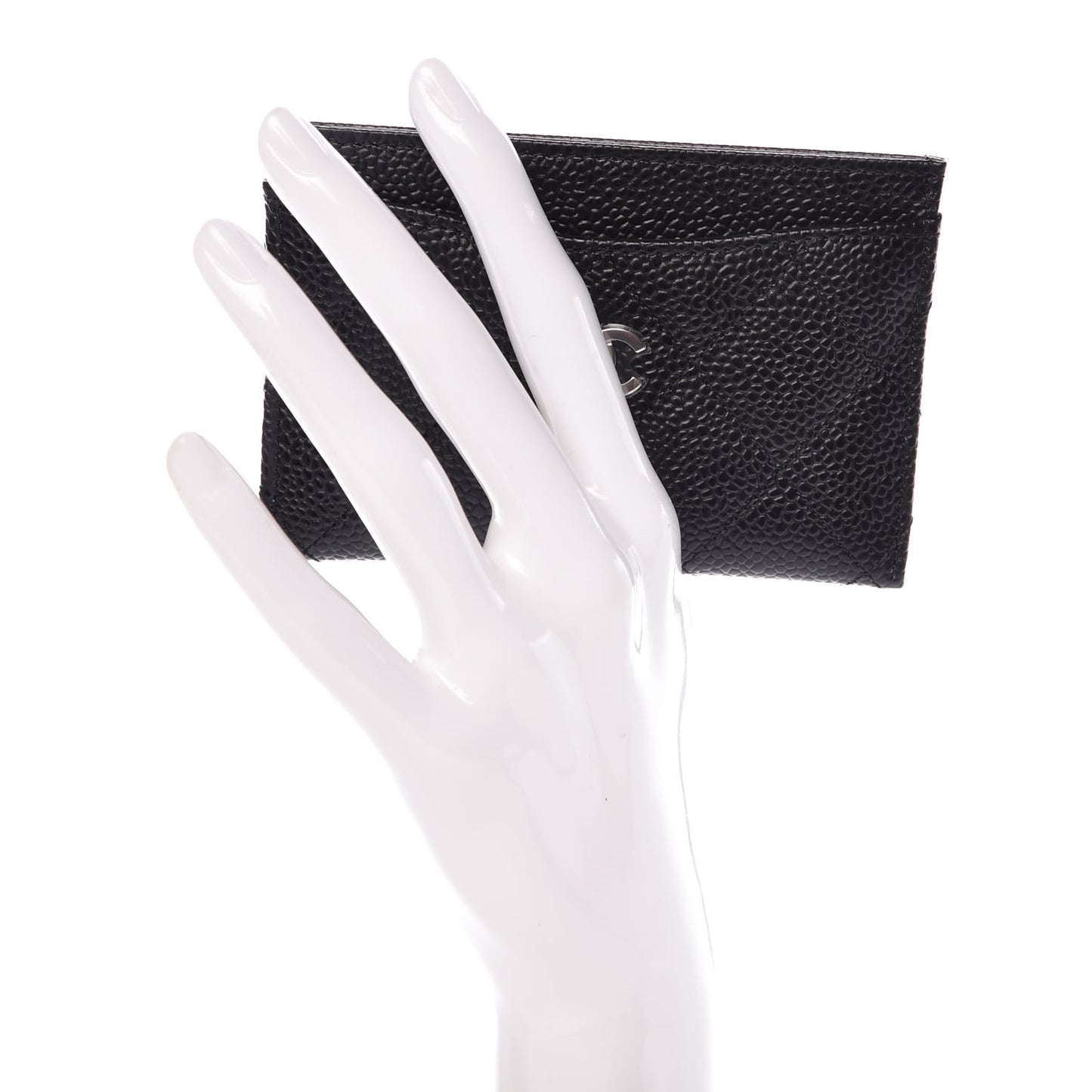 Caviar Quilted Card Holder Black