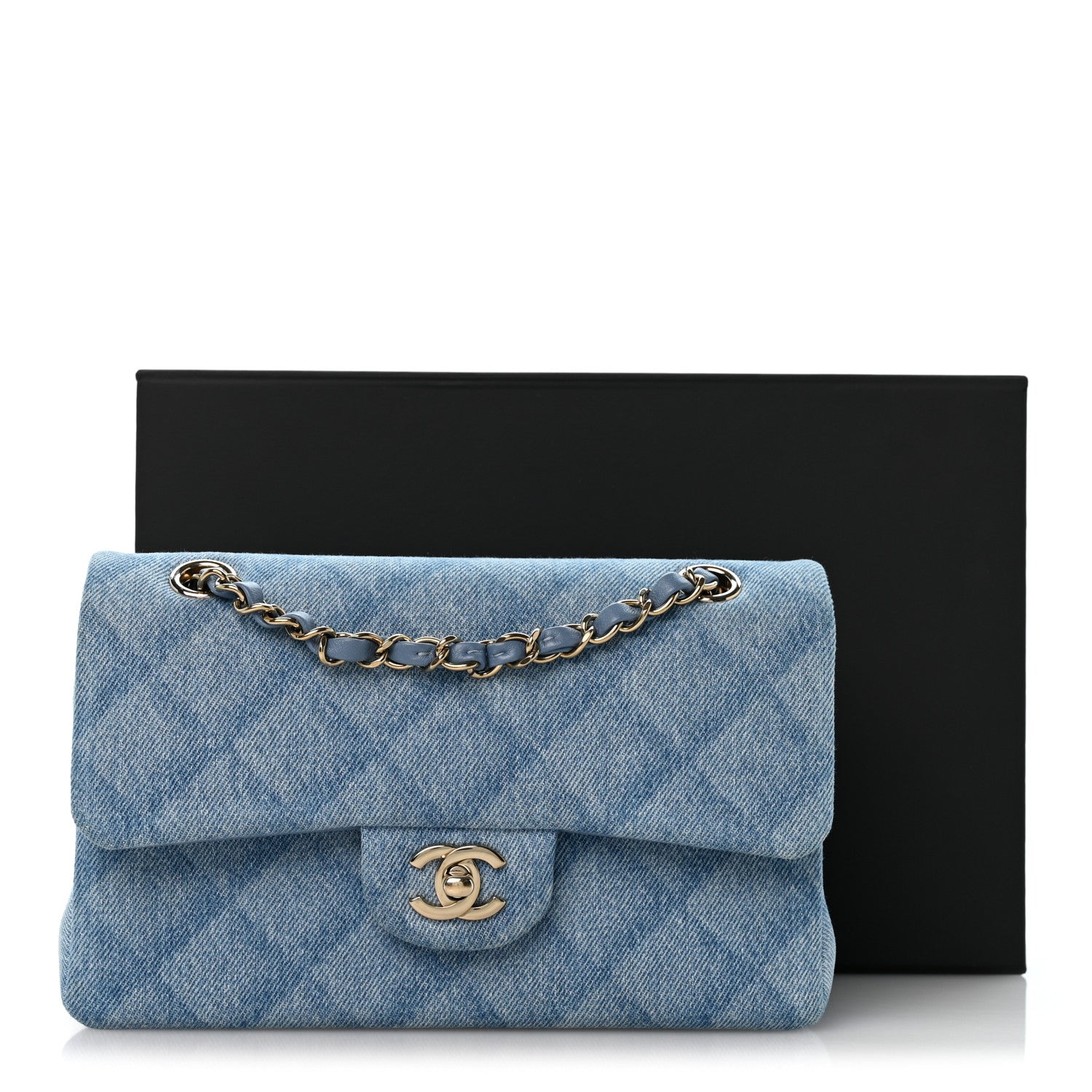 Chanel Printed Denim Quilted Small Double Flap Light Blue 12 of 12
