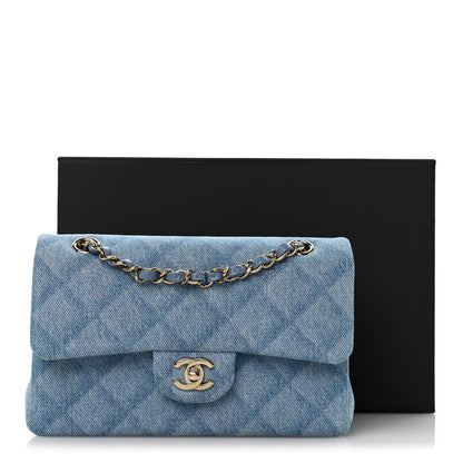 Chanel Printed Denim Quilted Small Double Flap Light Blue 12 of 12