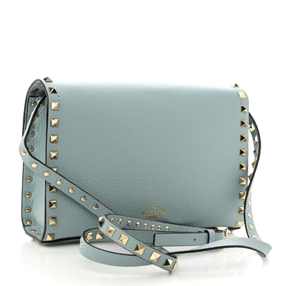Valentino Garavani Pebbled Calfskin Medium Rockstud Flip Lock Crossbody Bag Celadon 3 of 9