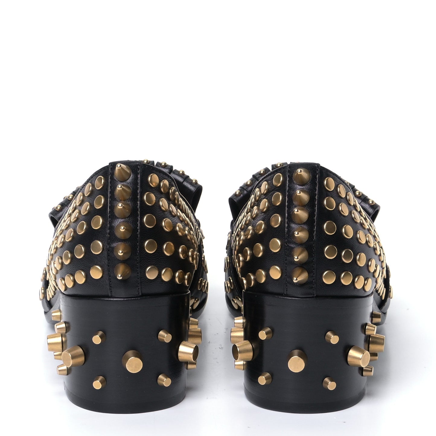 Malaga Kid Studded Polly Fringe 55mm Loafer Pumps 37.5 Black
