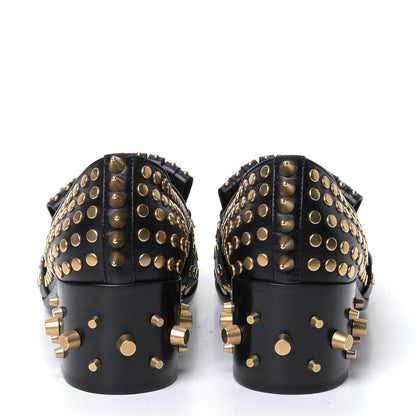 Gucci Malaga Kid Studded Polly Fringe 55mm Loafer Pumps 37.5 Black 4 of 8