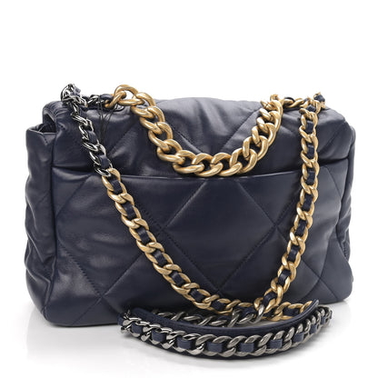 Chanel Lambskin Quilted Large Chanel 19 Flap Navy Blue 3 of 9