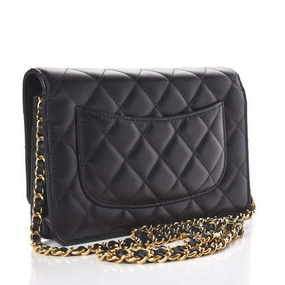 Chanel Lambskin Quilted Wallet On Chain WOC Black 3 of 12