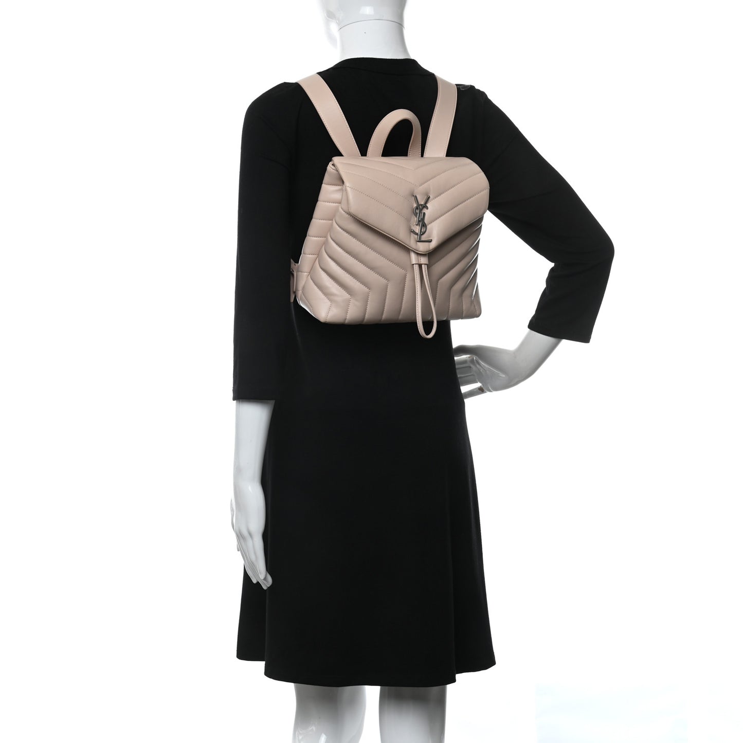 Calfskin Y Quilted Monogram Small Loulou Backpack Dark Beige