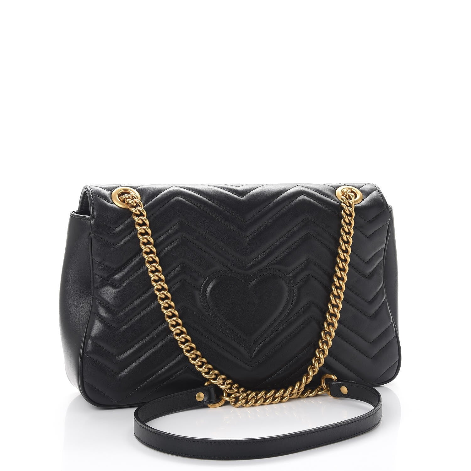 Gucci Calfskin Matelasse Medium GG Marmont Shoulder Bag Black 3 of 10