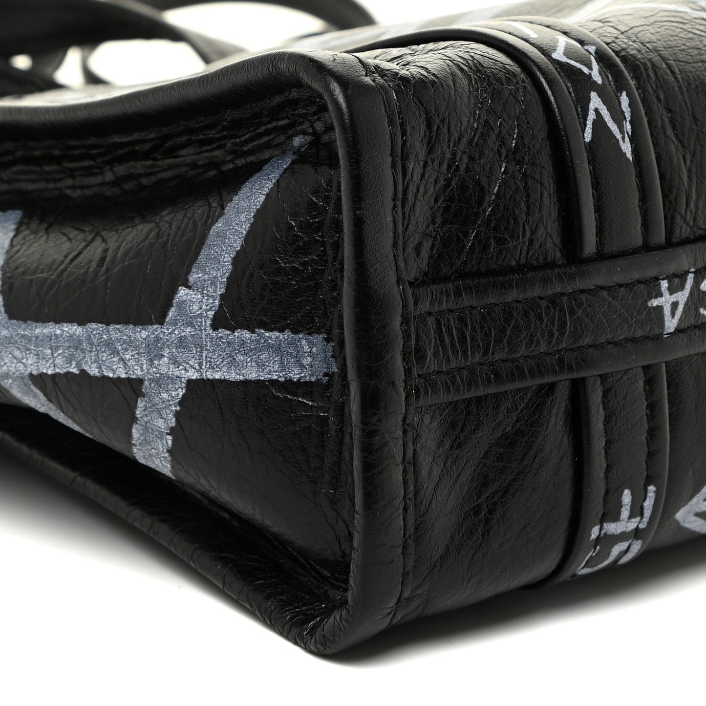 Agneau Arena Graffiti All Over XS Bazar Shopper Tote Black White