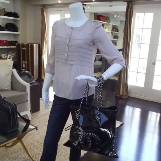 Chanel Patent Diamante Signature Tote Black 2 of 9
