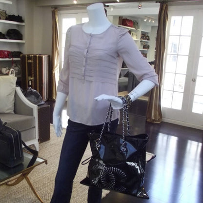 Chanel Patent Diamante Signature Tote Black 2 of 9