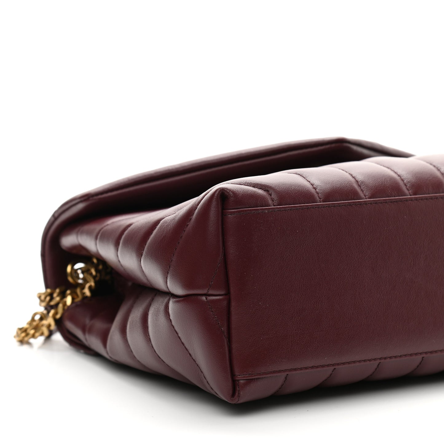 Calfskin Y Quilted Monogram Small Loulou Chain Satchel Dark Legion Red