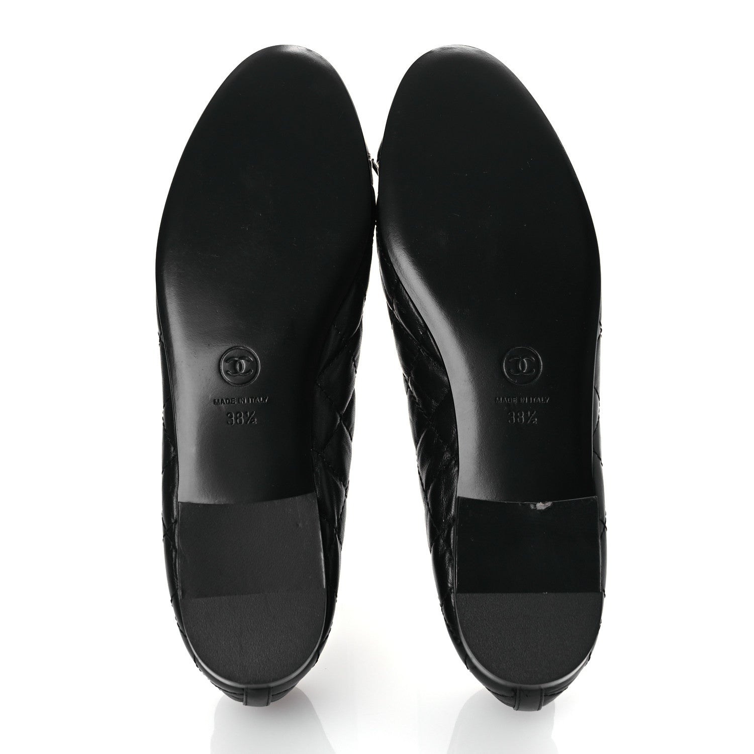 Chanel Aged Calfskin Quilted CC Cap Toe Ballerina Flats 38.5 Black 7 of 11