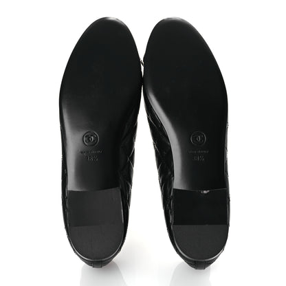 Chanel Aged Calfskin Quilted CC Cap Toe Ballerina Flats 38.5 Black 7 of 11