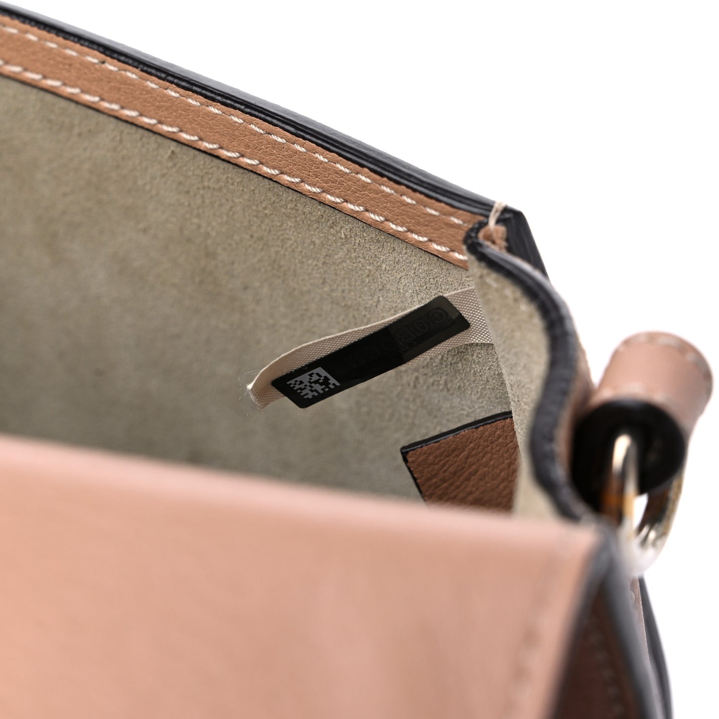 Calfskin Suede Medium Nile Bracelet Bag Biscotti Beige