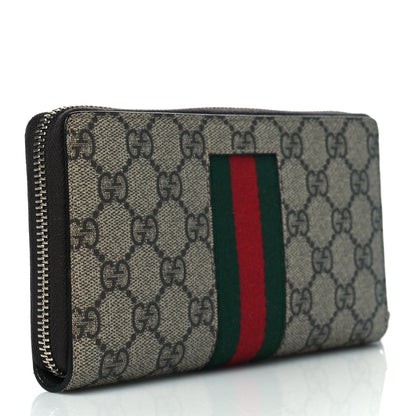 Gucci GG Supreme Monogram Web Zip Around Wallet Beige Cocoa 3 of 10