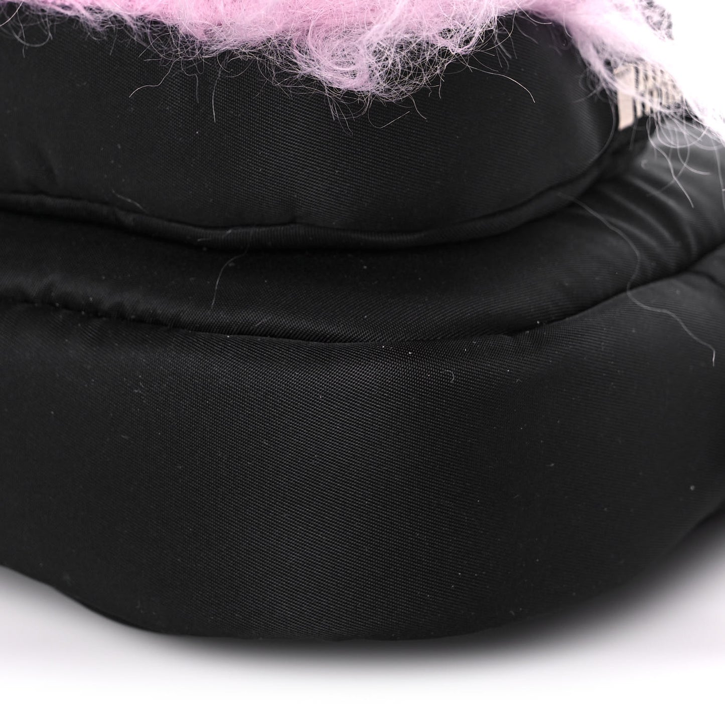 Tessuto Nylon Faux Fur Small Pocket Wristlet Pouch Black Glicine