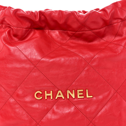 Chanel Shiny Calfskin Quilted Small Chanel 22 Red 10 of 12