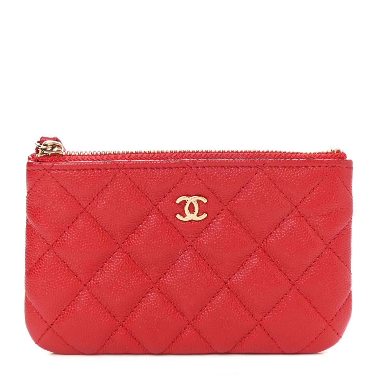 Caviar Quilted Small Cosmetic Case Red