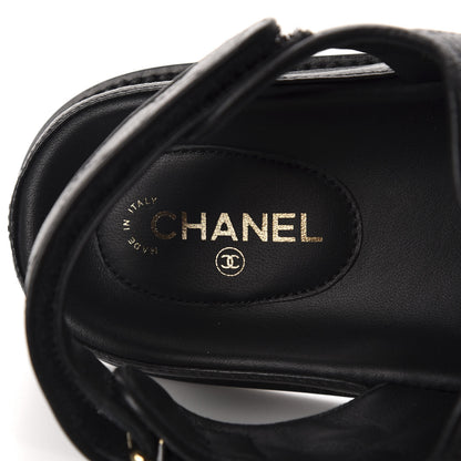 Chanel Grained Calfskin Velcro Dad Sandals 38.5 Black 7 of 10