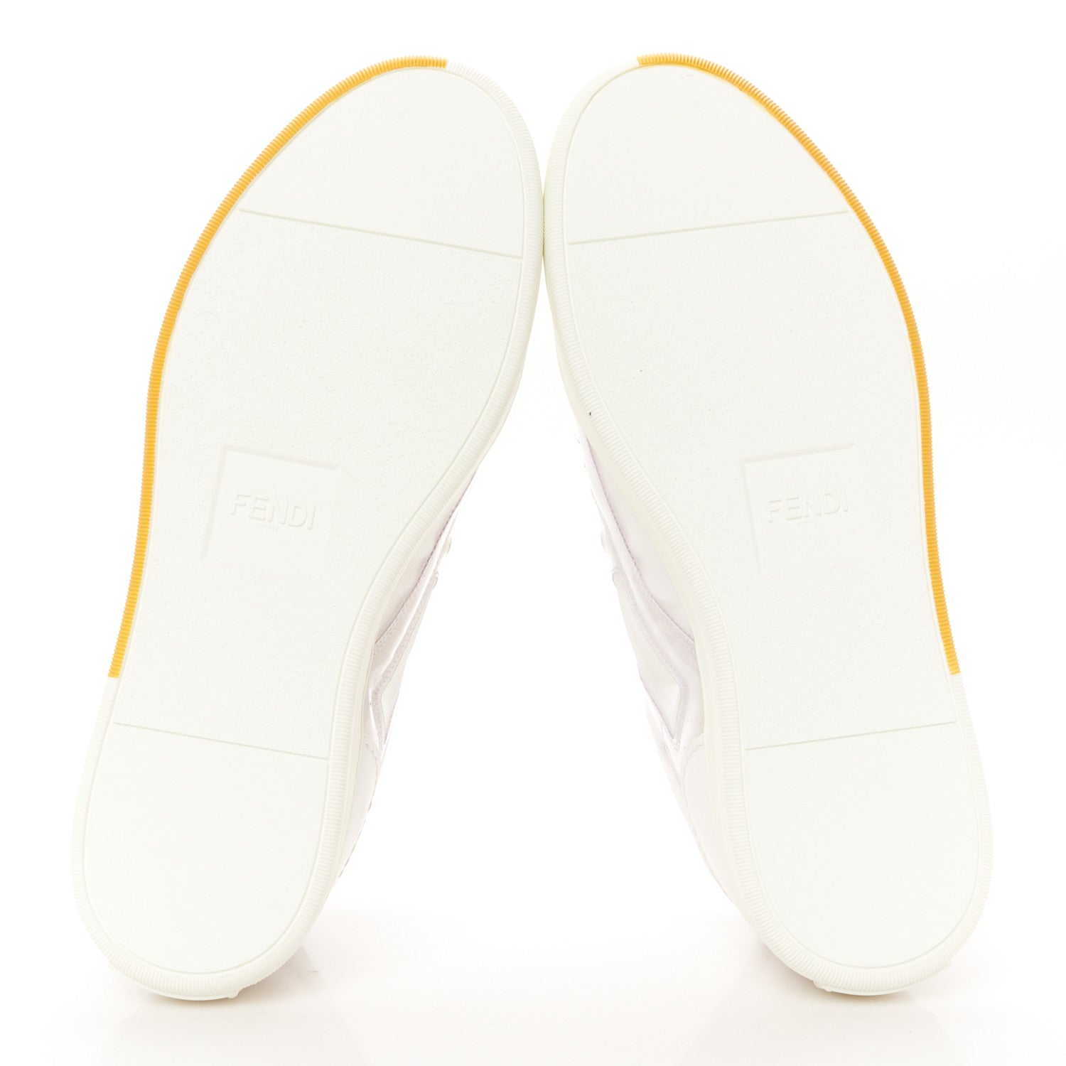 Fendi Grained Calfskin Fabric Mesh Mens Fancy Low Top Sneakers 42 White Yellow 6 of 11