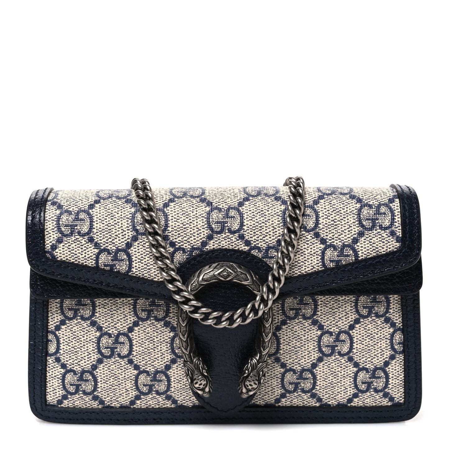 GG Supreme Monogram Textured Dollar Calfskin Super Mini Dionysus Shoulder Bag Beige Blue