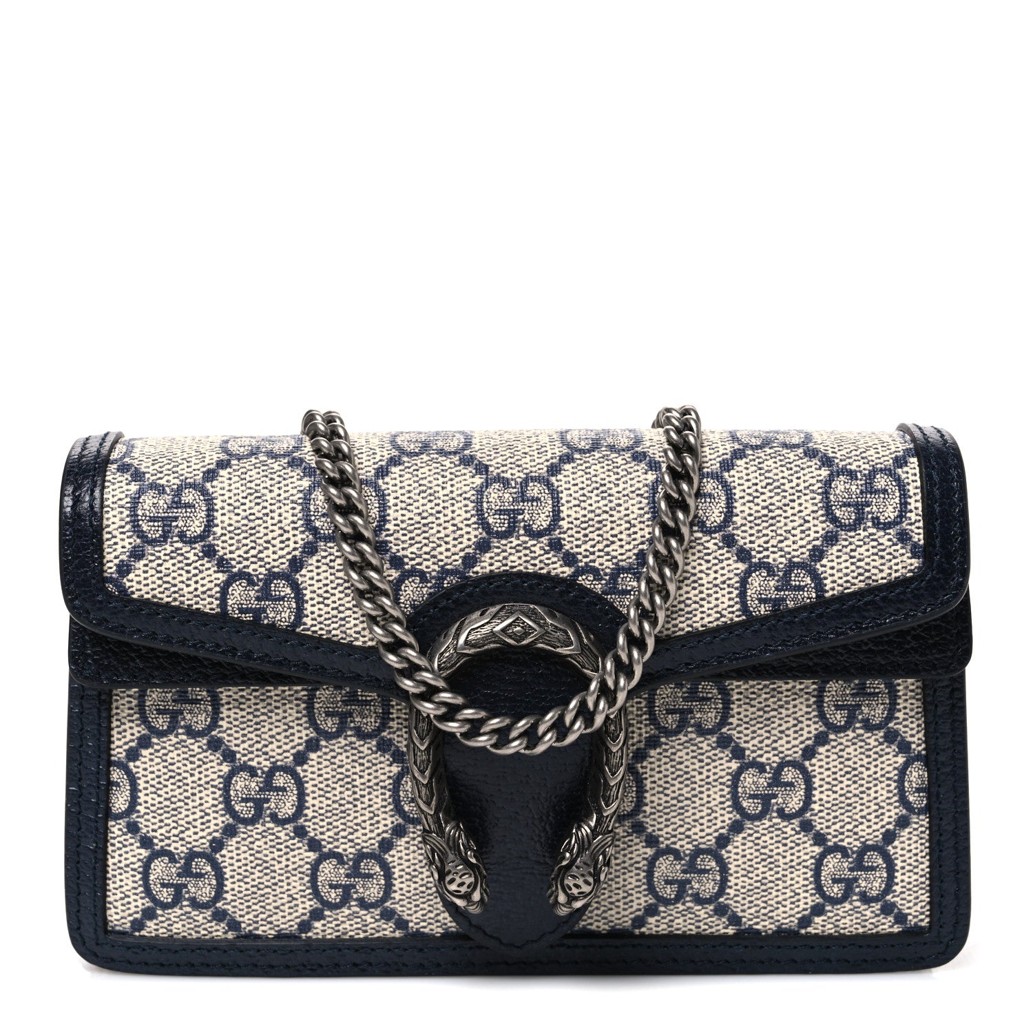 Gucci GG Supreme Monogram Textured Dollar Calfskin Super Mini Dionysus Shoulder Bag Beige Blue 1 of 10
