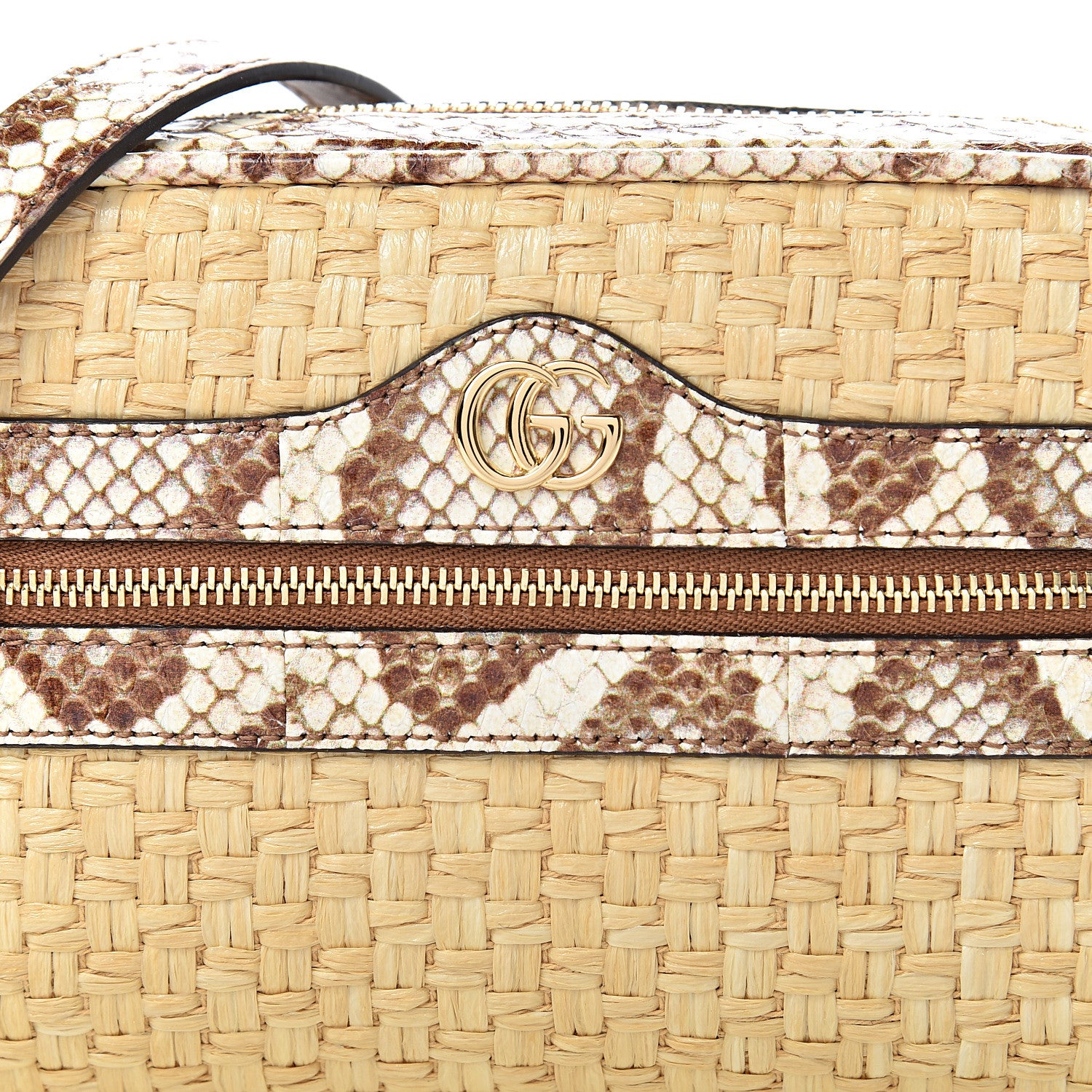 Gucci Raffia Elaphe Mini Ophidia Shoulder Bag Natural Cream Brown 7 of 10