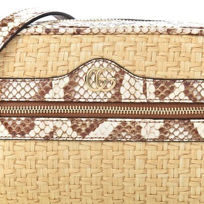 Gucci Raffia Elaphe Mini Ophidia Shoulder Bag Natural Cream Brown 7 of 10